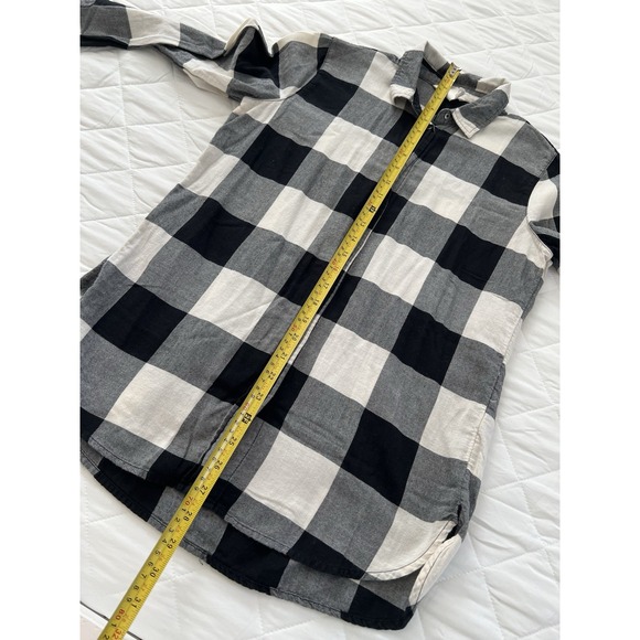H&M Black White Checkered Button Up Shirt Size 4 Cottagecore Grunge Minimalist - Picture 4 of 7